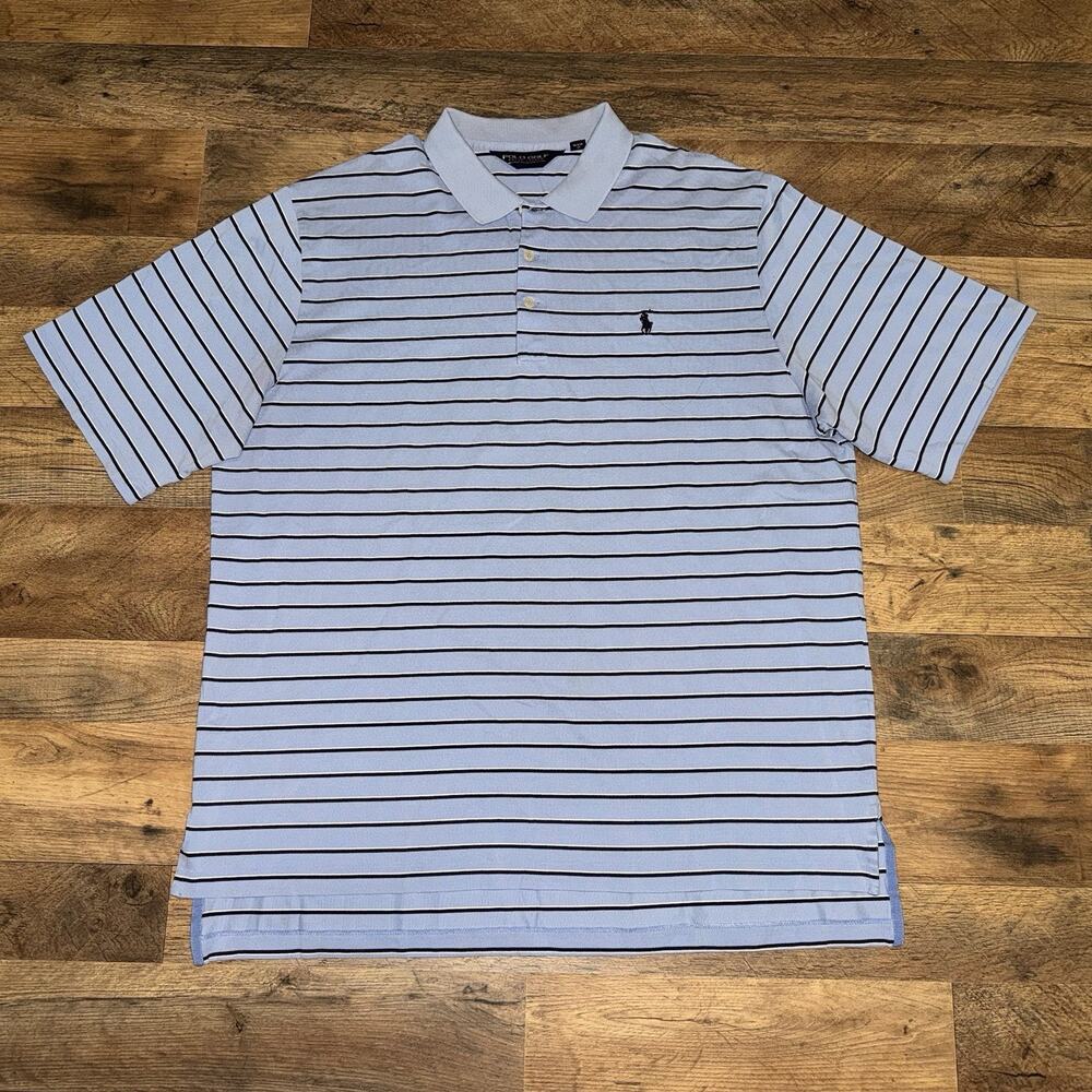 Polo Golf Ralph Lauren 100% Pima Cotton Striped Shirt Mens Size XL Blue